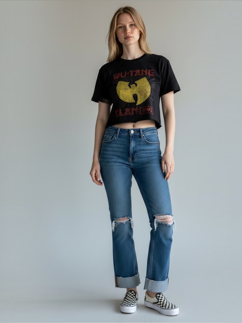 Wu-Tang Clan Black Graphic Crop Top with Yellow Logo - Picture 3 of 6